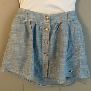 Hollister Mini Skirt Chambray Blue Small Y2K Preppy Coquette Girl Cottage Core